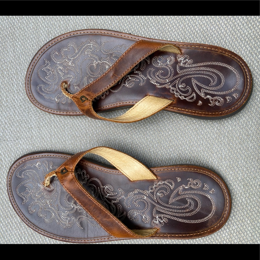 Olukai Paniolo Leather Flip Flips